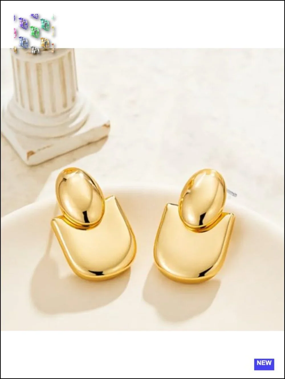 Chunky Gold Drop Dangle Earrings 14K Gold Plated Geometric Statement
